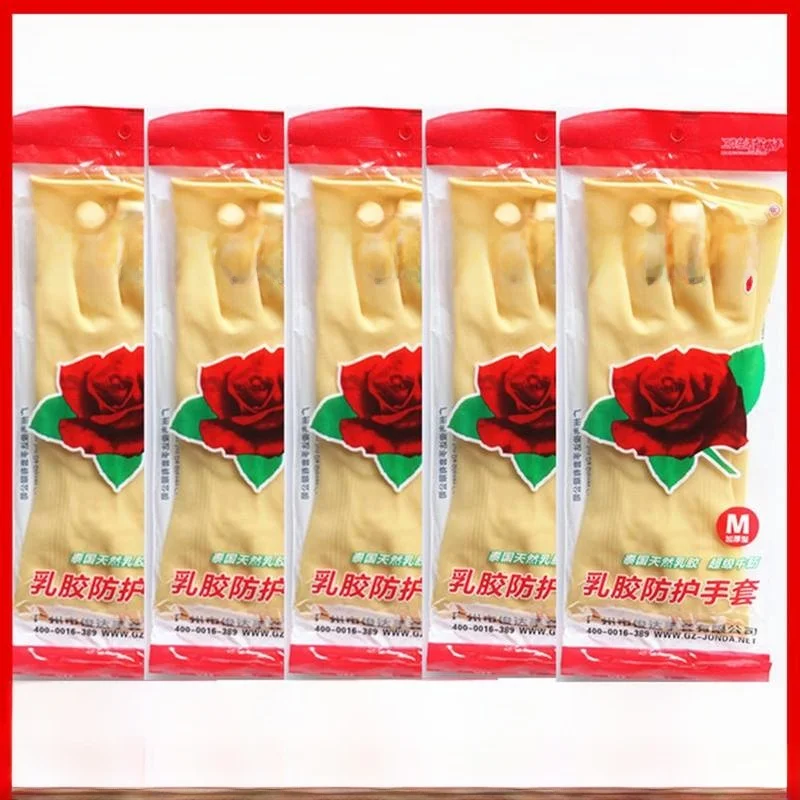 

Thiened Red Rose Brand Latex Gloves Rubber Gloves for Laundry Diwaing Household Cleaning Anti-slip Wear-resistant
