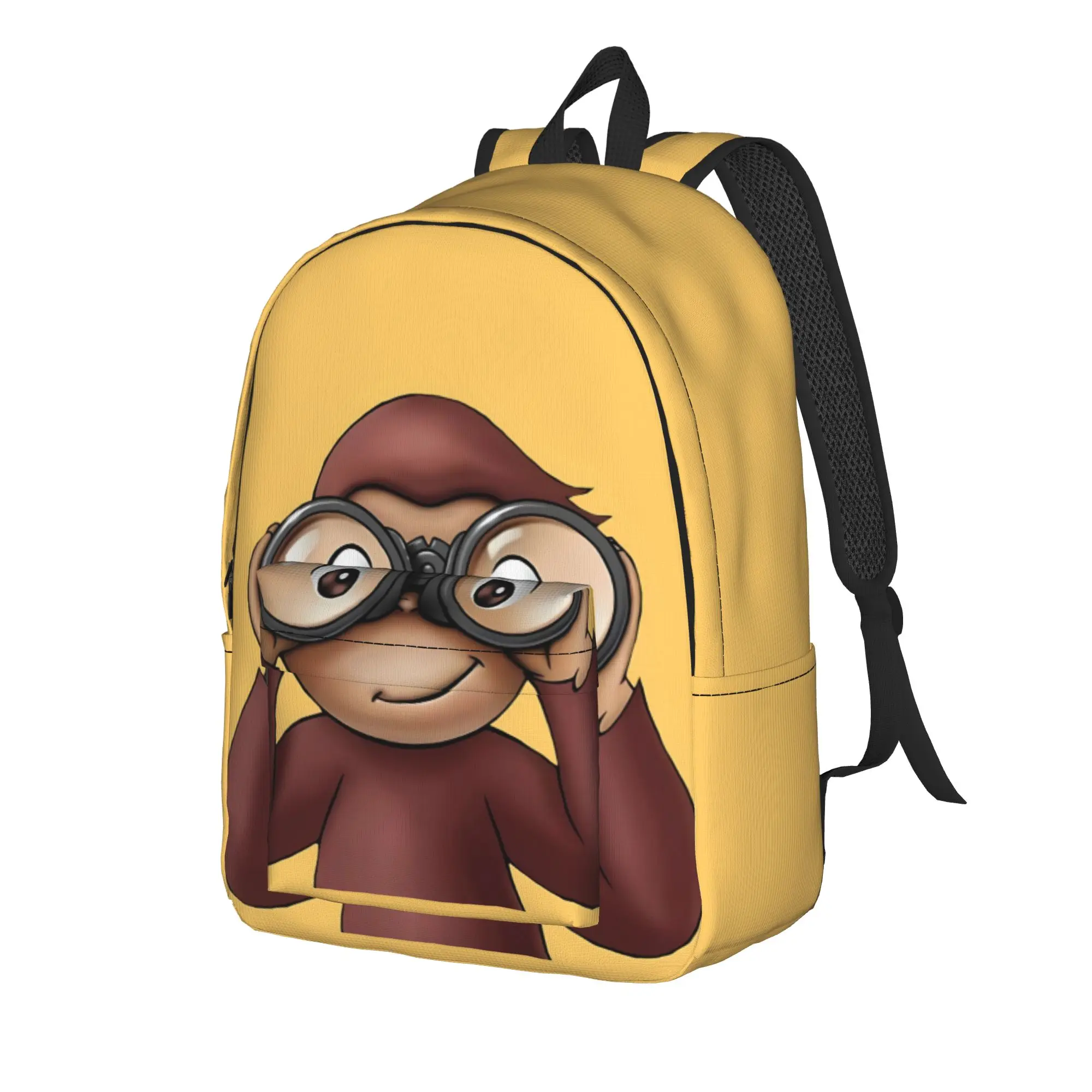 C-Curious George Backpack  Outdoor Backpacks Women Men Casual High School Bags Colorful Breathable Rucksack