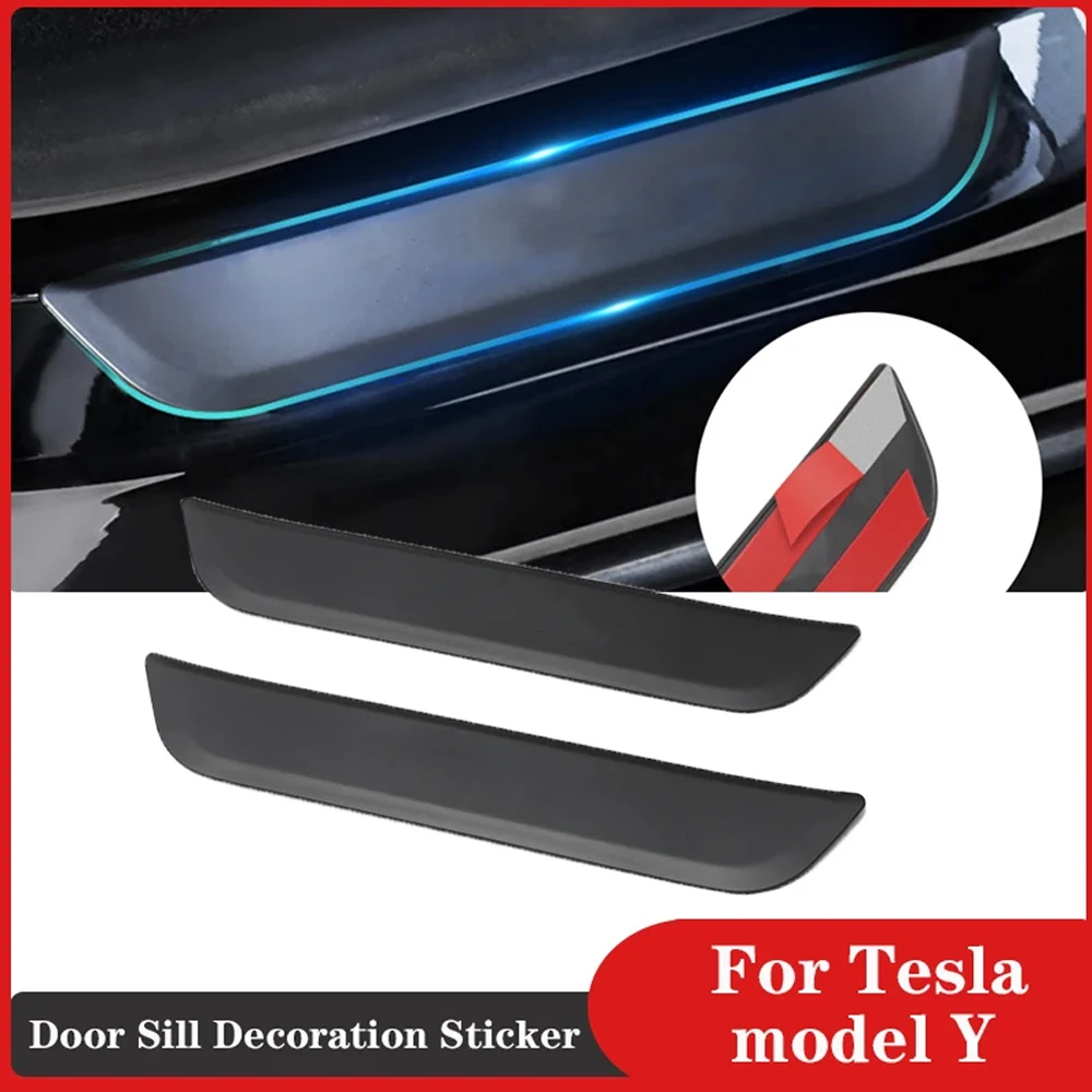 Per Tesla Model Y 2021 2022 2023 adesivo decorativo davanzale della porta posteriore accessori per auto originali parte luminosa della striscia di protezione del pedale