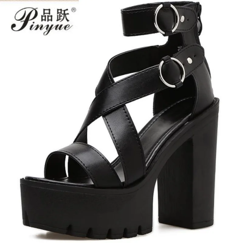 

Женские модные сандалии на платформе 13 см, летние туфли с открытым носком в римском стиле, на высоком каблуке, с пряжкой, гладиаторские туфли, размеры 35-42