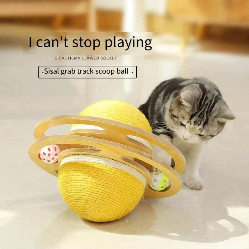 Cat Toys Sisal Turntable Track Amusement Plate Ball Tumbler Wear-resistant Cat Scratch Board Cat Toys