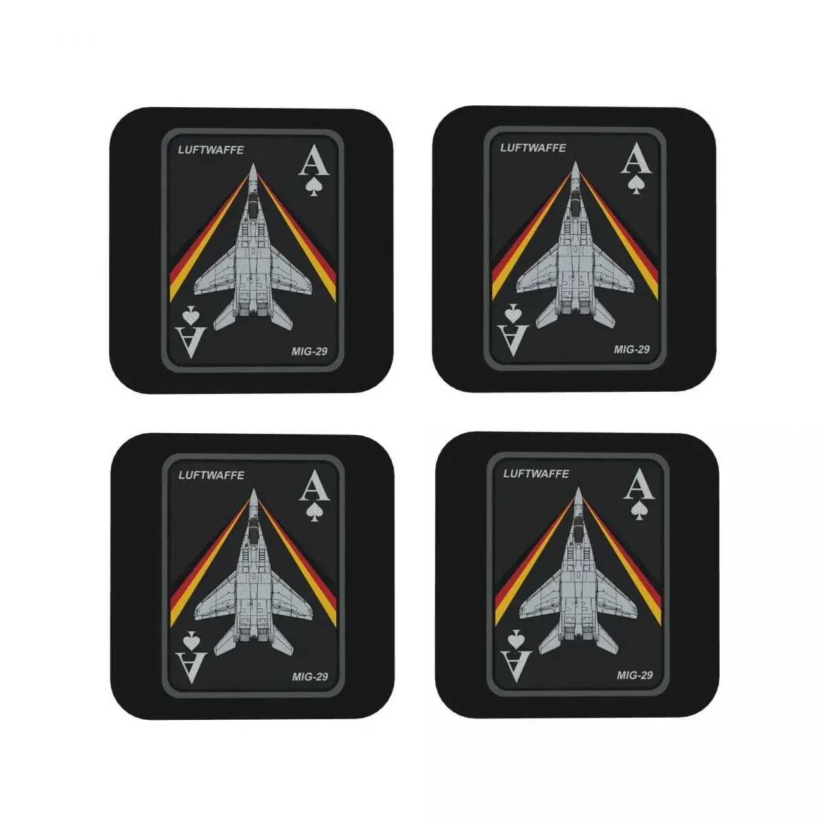 Mig-29 Fulcrum Luftwaffe Patch Coaster Coffee Mat Set of 4 Placemat Cup Tableware Decoration & Accessories Pads for Home Kitchen