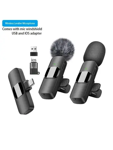 Wireless Microphones for Android Iphone Type C IOS Mini Microphone Lavalier Lapel Mic with Clip for Video Recording  Mini Mic