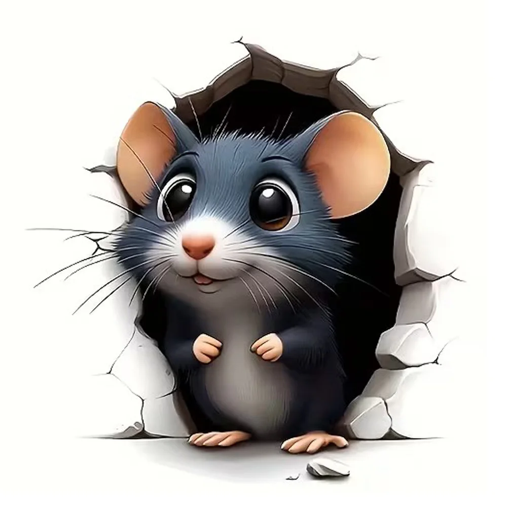 Mouse Hole Sticker Rabbit Ear Windows Refrigerator Trunk Laptop RV Waterproof Decals VAN Bumper Vinyl Fun Graphics Decor