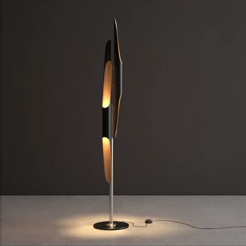 Candeeiro de pé moderno simples preto decorado para sala de estar, conveniente, prático e durável