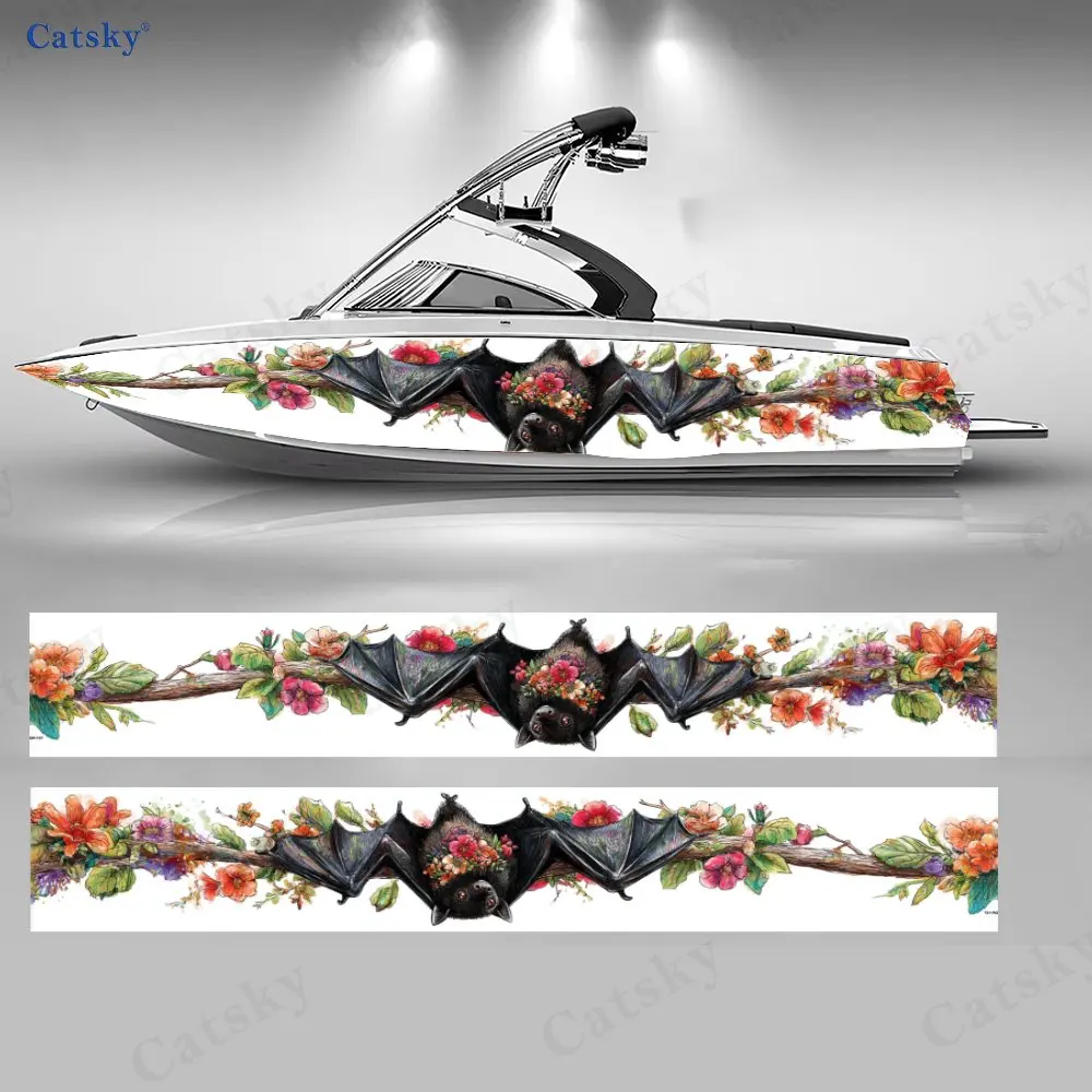 الملونة الأزهار الخفافيش قارب الجسم لاصقة تزيين المواد البلاستيكية قارب ديكور وحماية مميزة الرياضات المائية قارب الديكور
