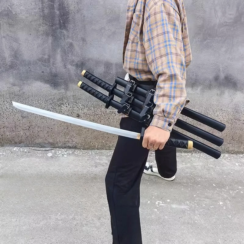 3PCS PU Katana Sword Set with Waist Belt  Cosplay Props Halloween Costume Samurai sword Accessory Roleplay Collectible Fan Gift