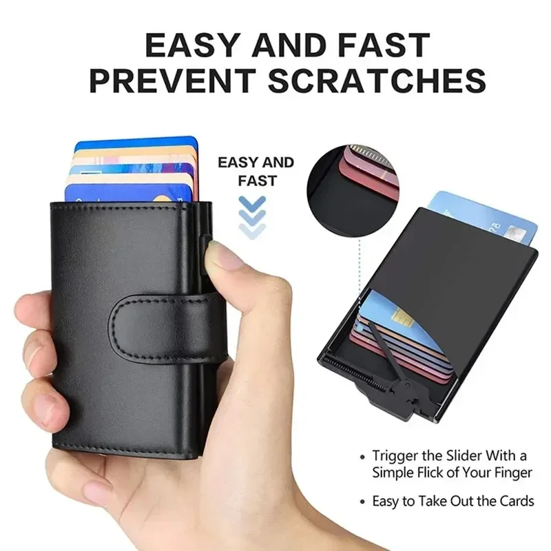 RFID Blocking Microfiber Genuine Leather Men Wallets Fashion Trifold Card Holder Money Bag Smart Slim Thin Coin Pocket Purse