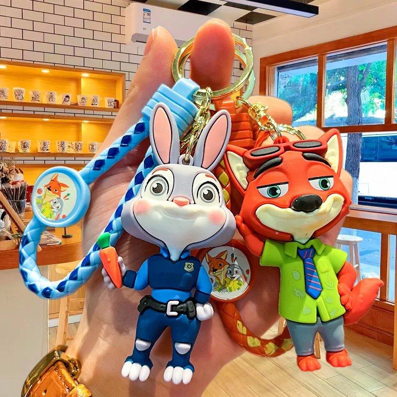 ثنائية الأبعاد شخصية أنيمي الإبداعية الكرتون Zootopia لطيف المفاتيح جودي ونيك المدرسية المفاتيح قلادة مفاجأة هدية
