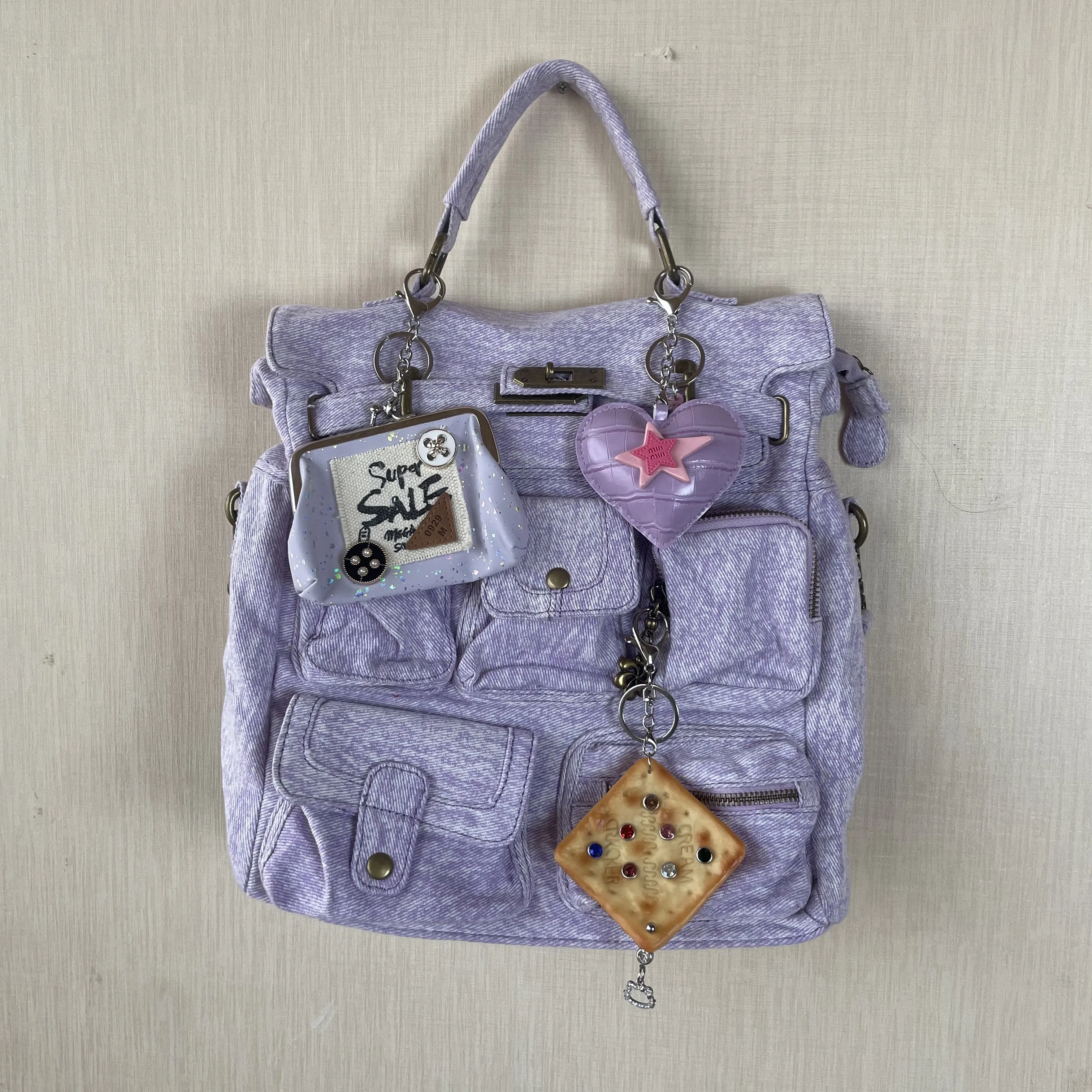 Original Designer Brand Wash Denim Spice Girl Cute Retro Backpack Make Old Backpack Schoolbag Computer Bags for Women