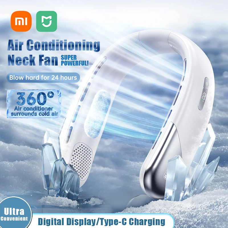 Xiaomi Hanging Neck Fan USB Rechargeable Digital Display Silent Portable Bladeless Mini Electrical Fans Air Cooling Outdoor Camp