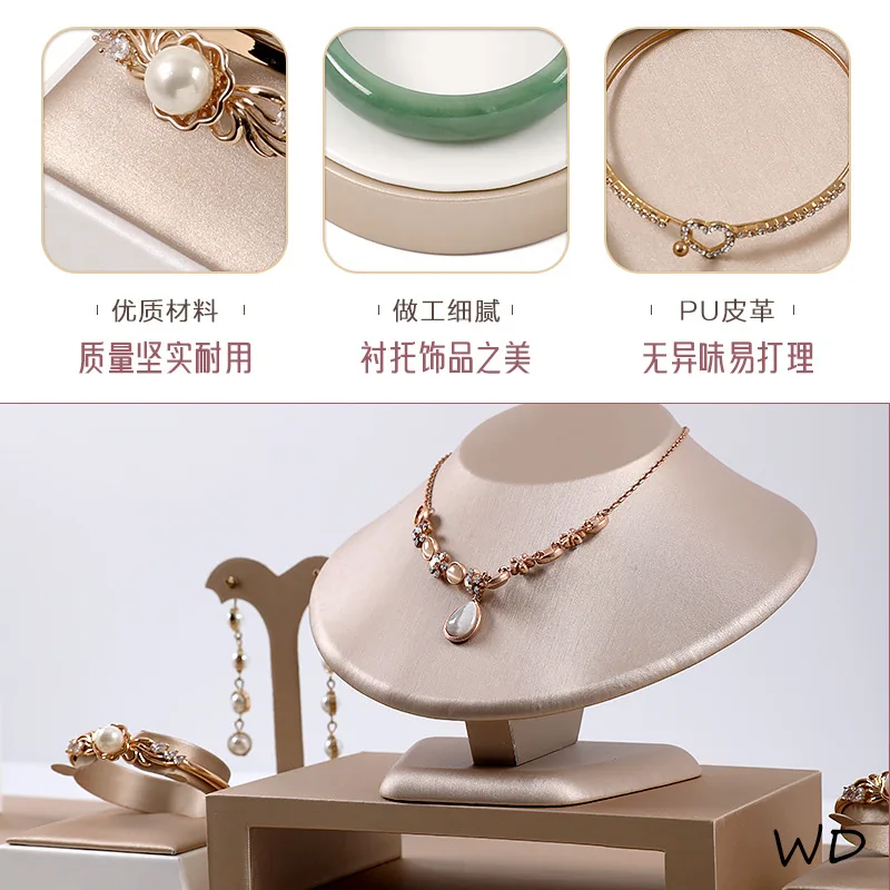 

Champagne Gold White PU Bracelet Storage Rack Jadeite Jewelry Display Props Counter Crystal Bracelet Display