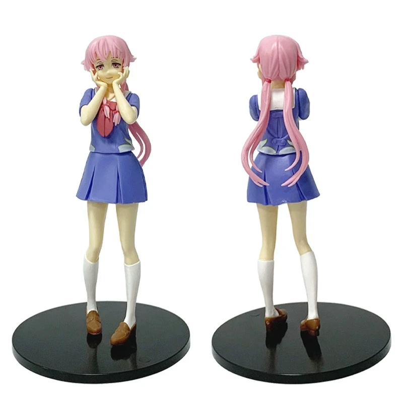 Anime Future Diary 17CM  Action Figure Mirai Nikki Yuno Gasai Face Hugging Posture Cute Model Toys Decoration Christmas Gifts view 4