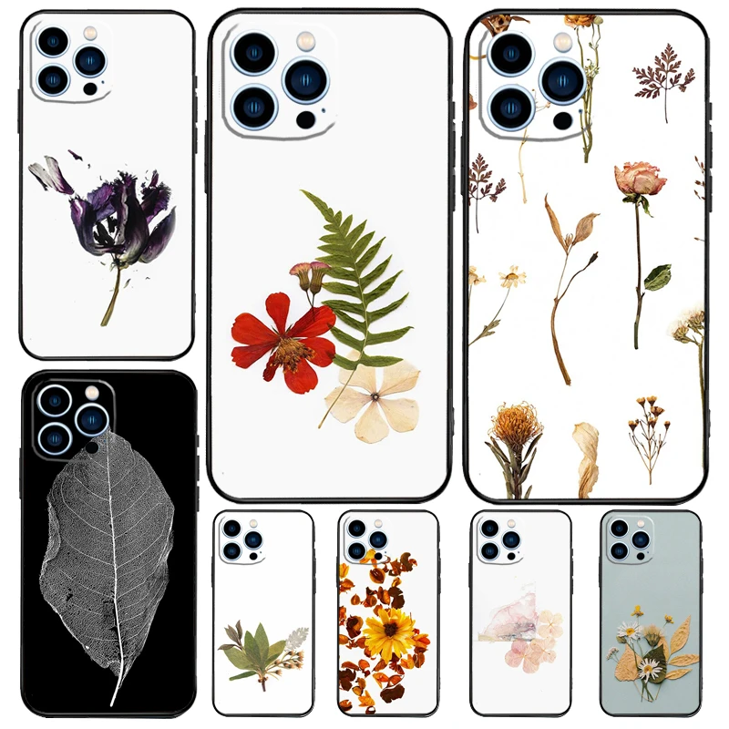 Flowers Pressed Case For iPhone 15 16 14 13 12 11 Pro Max Plus X XR XS 12 13 Mini Cover Accessories