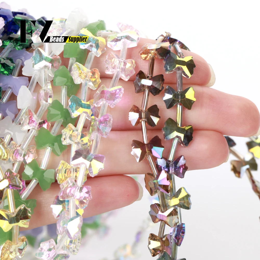 10x7mm 44pcs Faceted Crystal Beads Multicolor Bowknot Sapcer Glass Beads for Jewelry Hand Ring Necklace Making DIY Wholesale