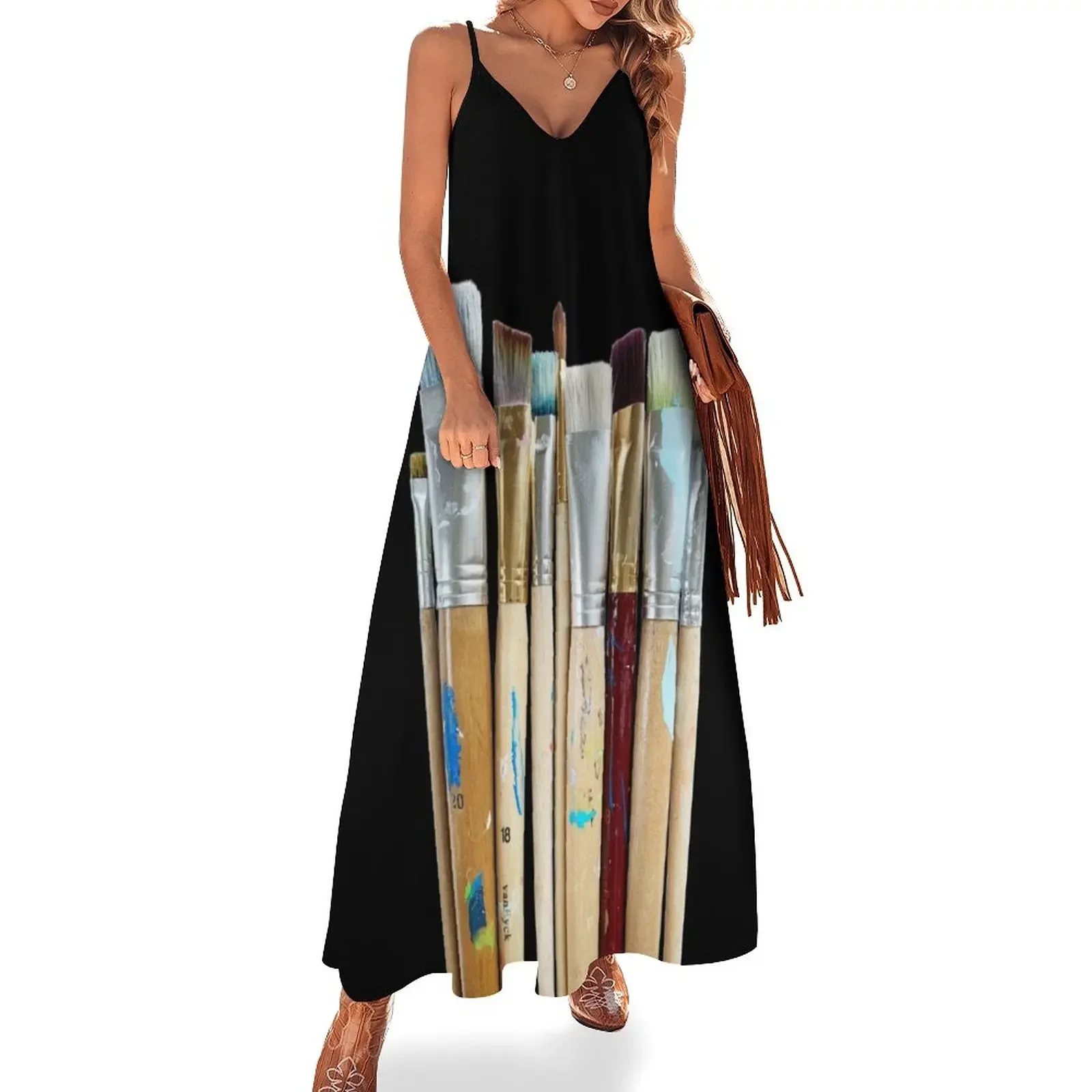 

Used paint brushes Sleeveless Dress Evening dresses women's clothing trend 2025 dresses women summer 2025 dress Dress