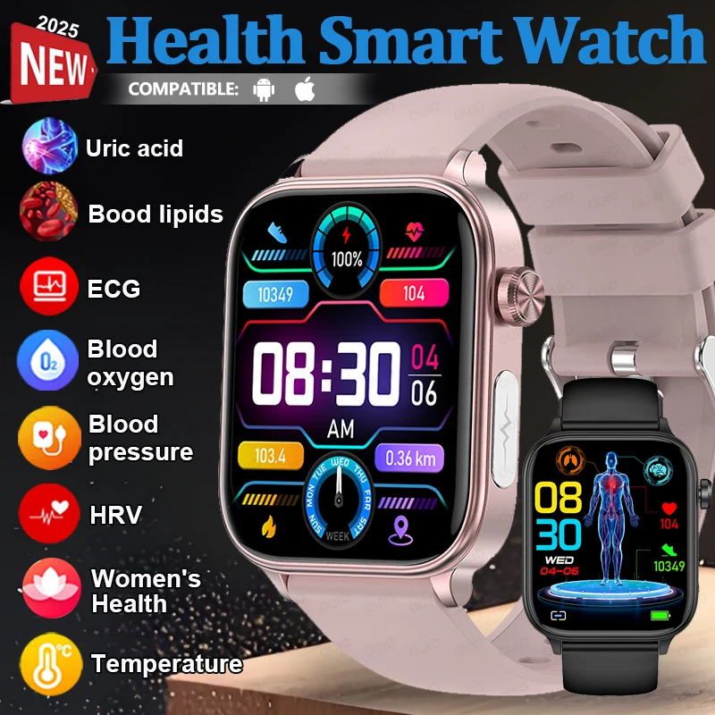 

Al Intelligent Health Smart Watch Men Women ECG+PPG Micro Examination Blood Fat Uric Acid Heart Rate Bluetooth Call Smart Watch