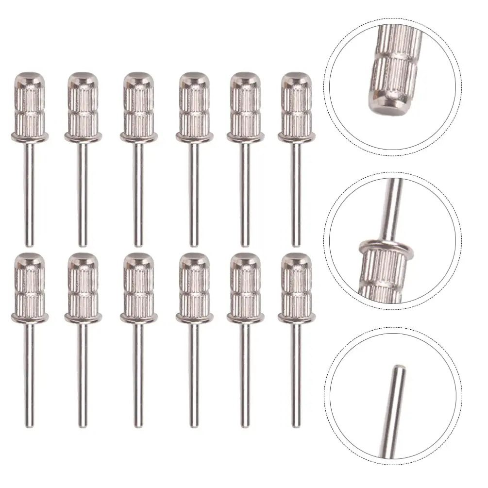 

12Pcs Nail Drill Bits Replacement Heads to Nails Stainless Steel Sanding Band Shaft for Efile Nail Sander Manicure Pedicure Tool