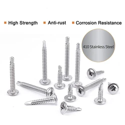 #8 #10 Self Tapping Screws Tek Screws 410 4.2mm/4.8mm  Assortment Modified Truss Head Self Drilling Sheet Metal Screws Silvery