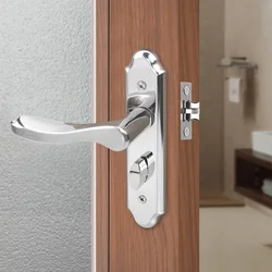 Keyless Stainless Steel Bathroom Door Lock Bedroom Handle Lock, Bathroom Door Indoor Room Door Lock Bathroom Lock