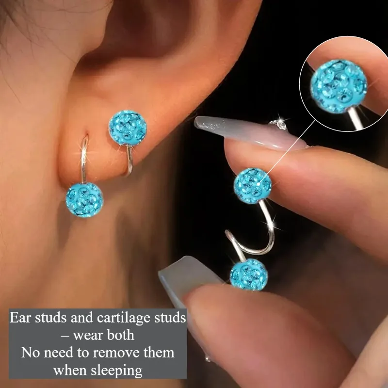 Double-ended studs, spiral piercings, lip rings, ear jewellery: 6mm double-ended coloured ball studs with spiral-bar lip rings