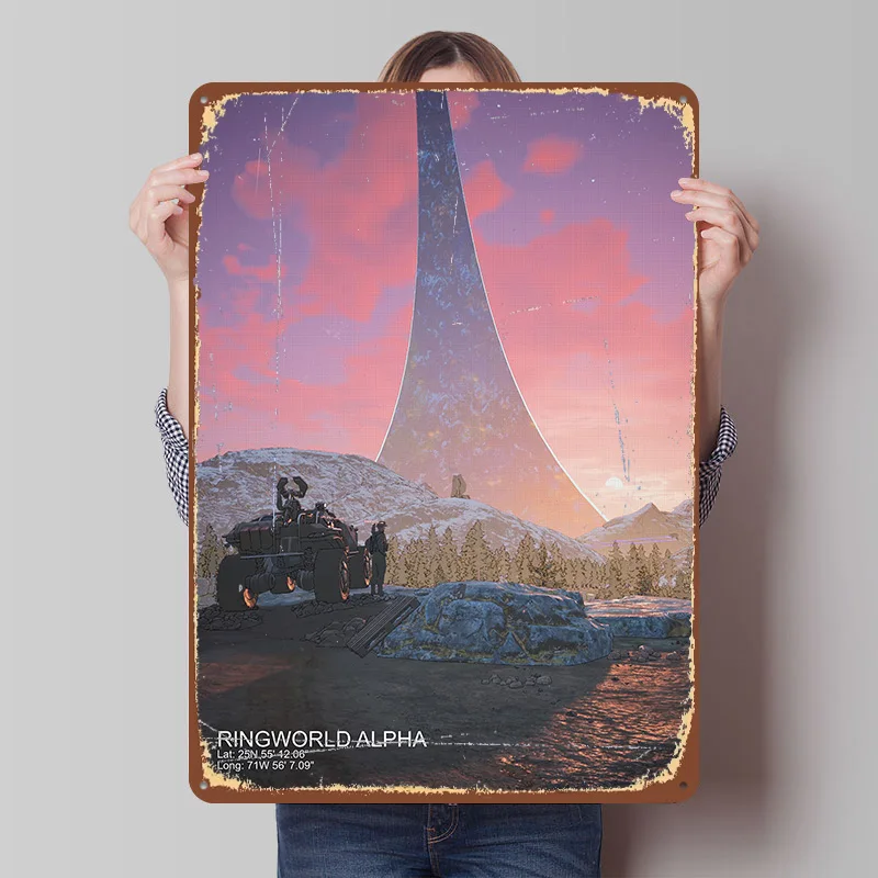 Металлическая табличка Ringworld Alpha: винтажный постер, настенное искусство, ретро-декор для стола, гаража, дома