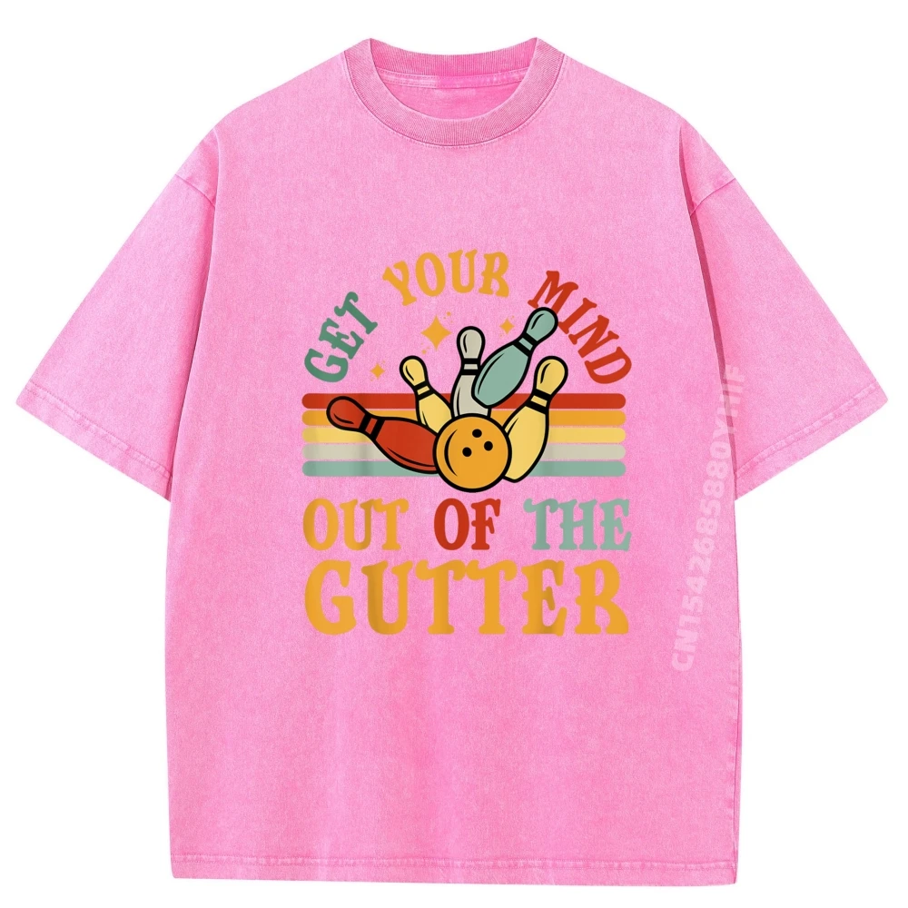 

Outdoor T Shirts Retro Comfortable Retro Bowling Get Your Mind All Cotton Mens Tops Tees Casual Short Sleeve Washed Shirt