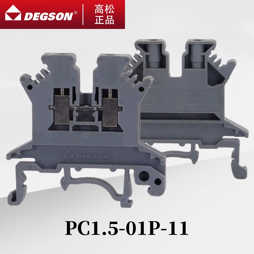 10 STKS DEGSON D-PC1.5-01P-11-00ZH SCHROEFTYPE DIN RAIL TERMINALBLOKKEN PHOENIX INVOERDRIJKE CONNECTOR UK 1.5 N 500 V 17.5A