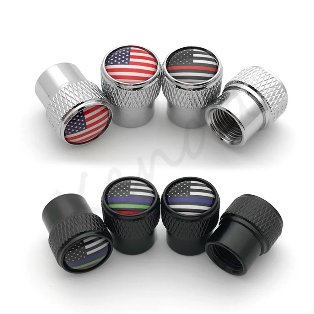 4Pcs USA US America ธงโลโก้วงล้อรถยนต์วาล์ว Stem Caps สำหรับ Toyota Ford Chevrolet GMC VW Honda Jeep อุปกรณ์ตกแต่งรถยนต์