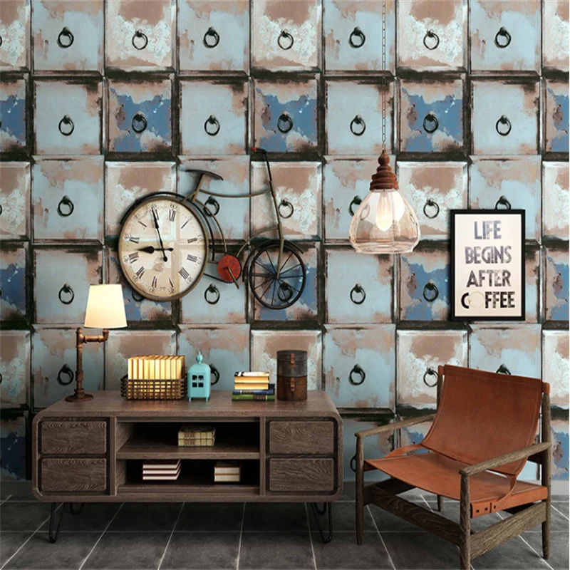 

Vintage Nostalgic Industrial Style Individuality Metal Sheet Iron Lattice Wallpaper Restaurant Barbecue Shop Background Wall