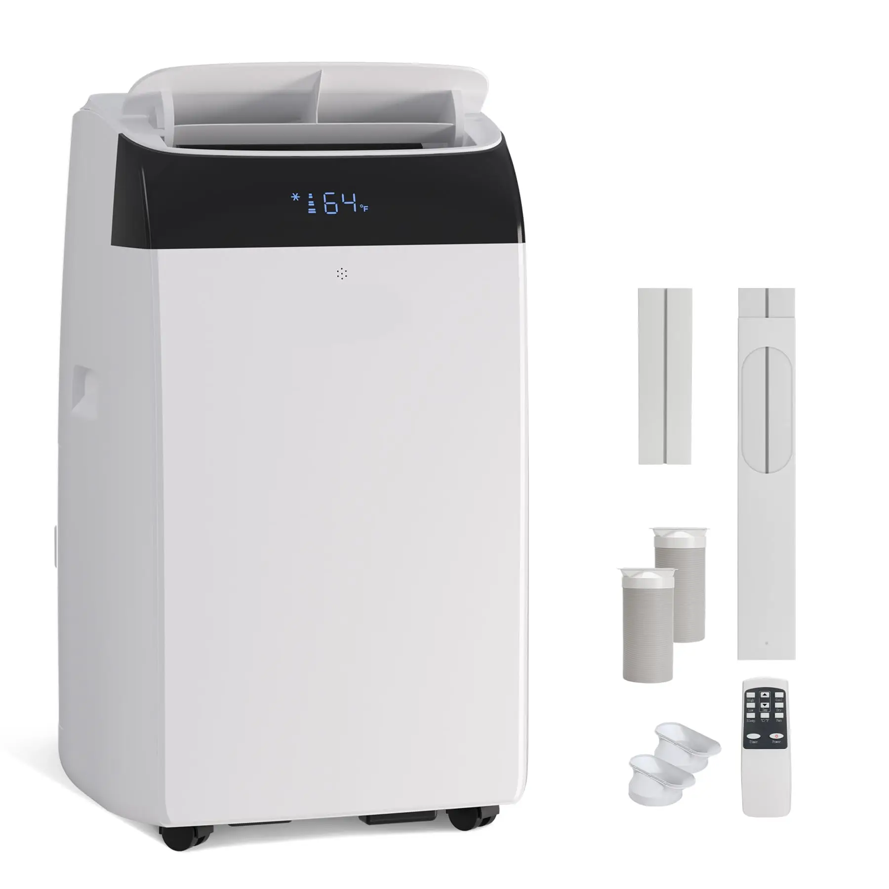 14,000 BTU Inverter Portable Air Conditioners, Dual Hose Portable AC Unit with Heat Pump, Standing Floor AC, Quiet Energy-Saving Indoor Cooling & Heating System for Large Rooms Up to 700 Sq.Ft, Remote