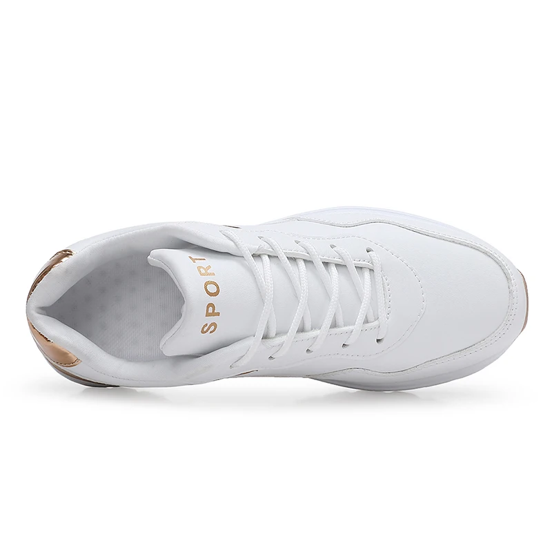 Women Leather White Sneakers Breathable Lightweight Casual Board Shoes Fashion Versatile Daily Sports Shoes for Walking Jogging