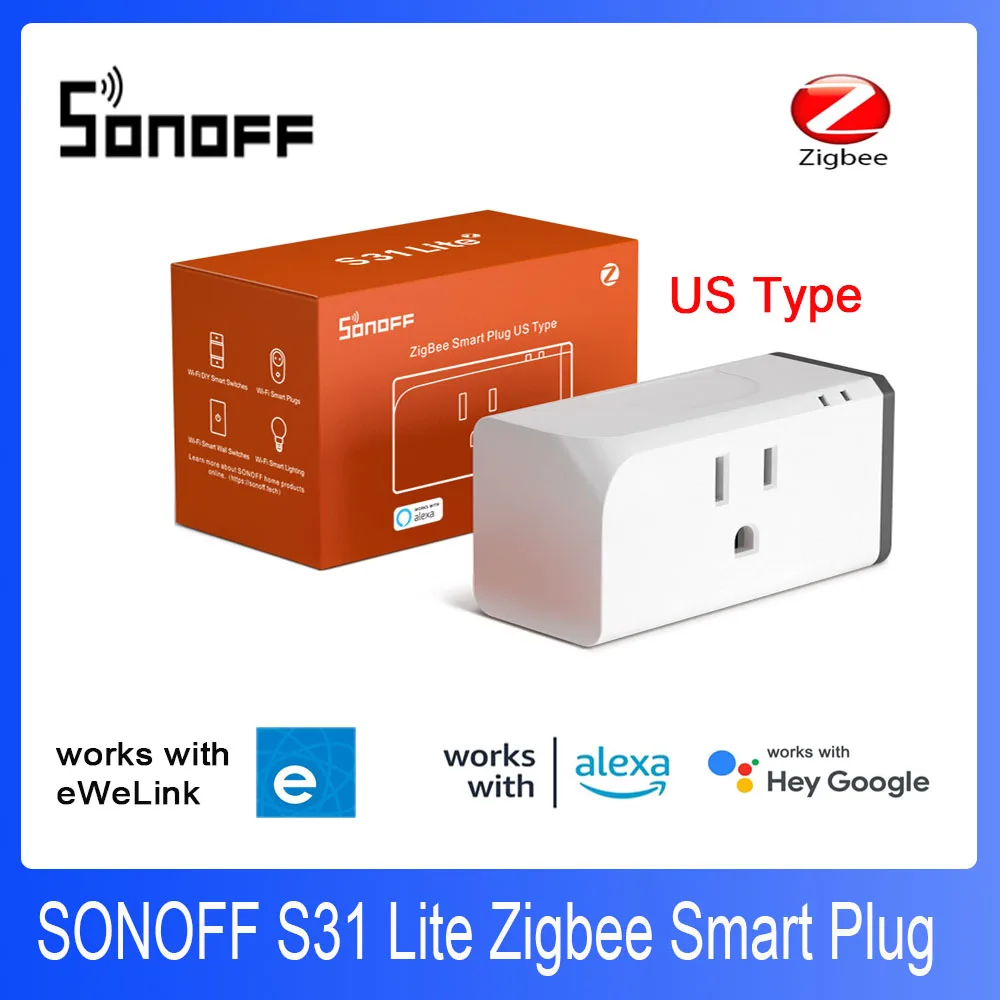 SONOFF S31 Lite ZB US Zigbee Smart PLug 15A  Smart  Zigbee Socket Plugs Works Voice Control With SmartThings Hum Alexa eWeLink