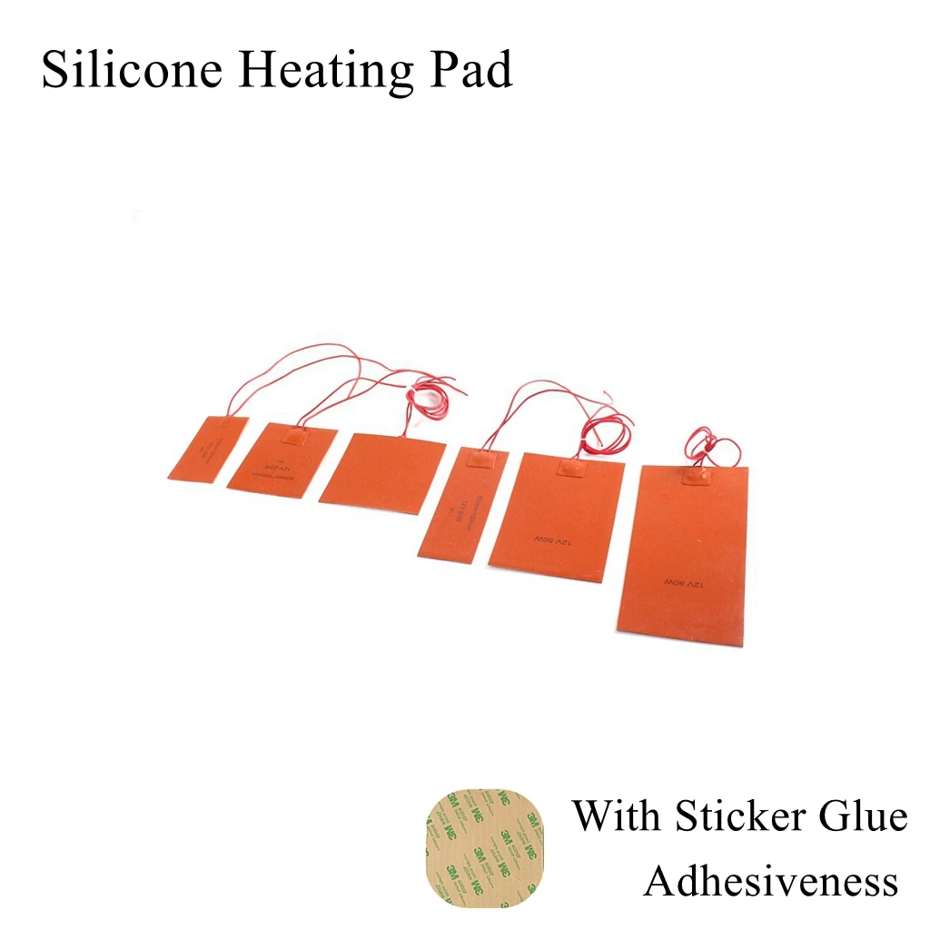 

Silicone Rubber Heating Pad Flat Square Heater Band Waterproof for 3D Printer Glue Sticker Oil Engine Tank Bed Mat Plate Fuel