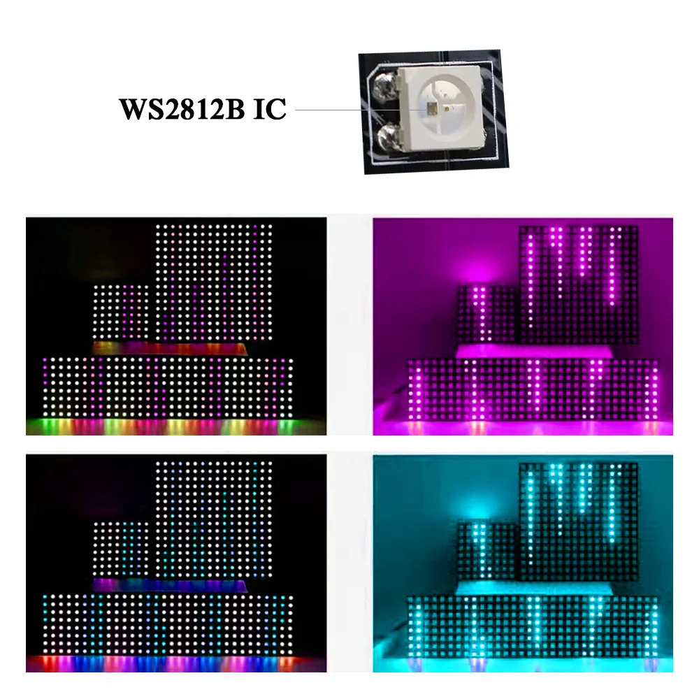 WS2812B 8X8 8x32 16x16 Matrix RGB LED Digital Flexible Individually Addressable Panel Screen WS2812 IC Led Strip Light DC5V