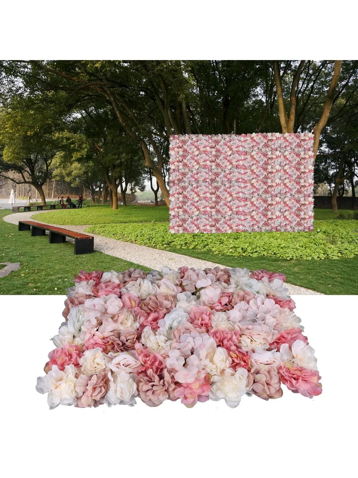 

6pcs 24x15 Inch Flower Wall Panels Artificial Wall Flower Backdrop for Wedding Party Decor