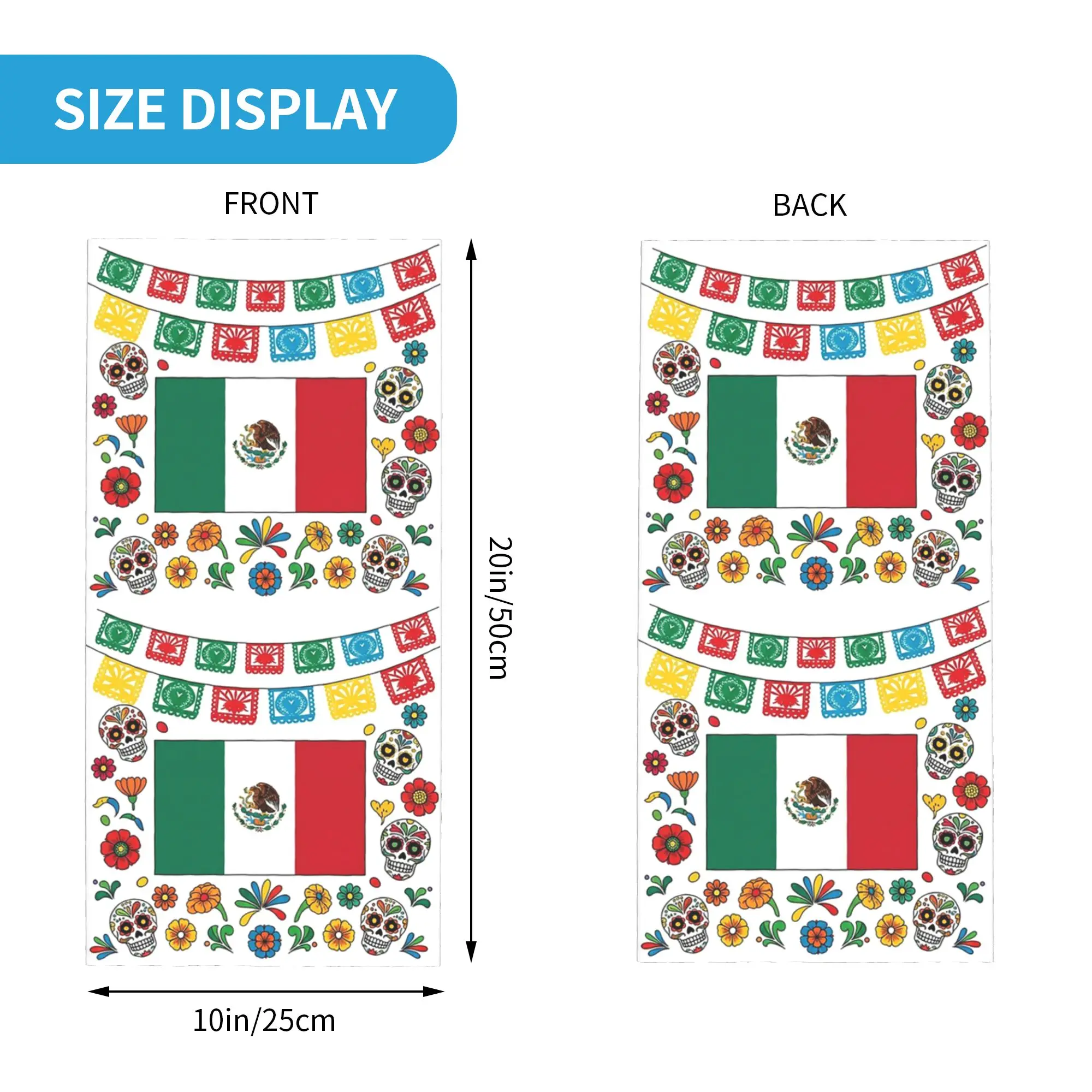 Mexican Flag A Symbol of History and Hope Bandana Neck Gaiter Printed Wrap Scarf Headwear Hiking Fishing for Men Women Washable