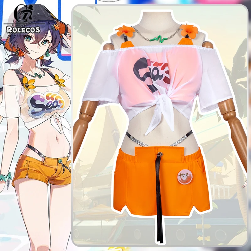 ROLECOS Disfraz de Belle de Zenless Zone Zero, Traje de Baño de Belle, Disfraz de Belle de Summer Skies, Sexy para Mujer, para Fiesta de Halloween y Juego de Rol
