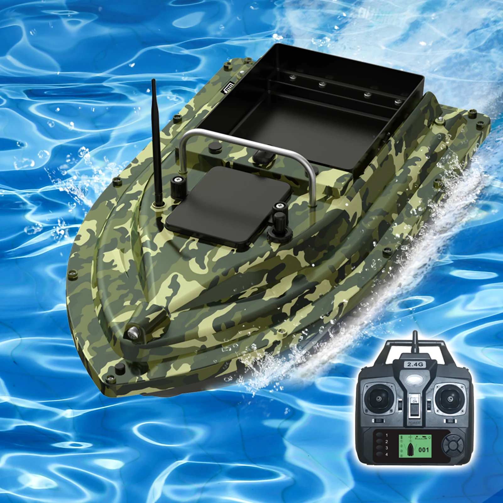 Bateau Télécommandé Sondeur RC 500m - 2kg Charge Appât Poisson Veilleuse Bateau Télécommandé Sondeur RC 500m - 2kg Charge Appât Poisson Veilleuse