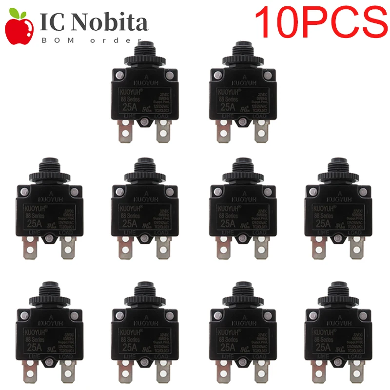10PCS KUOYUH 88 Series Breaker Current Overload Protector 3A 4A 5A 6A 7A 8A 9A 10A 11A 12A 13A 14A 15A 16A 17A 18A 19A 20A 25A