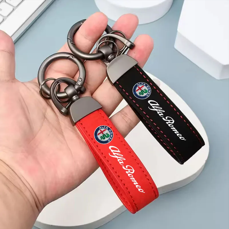 Leder-Schlüsselanhänger für Herren und Damen, Luxus-Autoschlüsselanhänger für Alfa Romeo STELVIO Giulia 159 Giulietta 147 Mito 156 MTO Sportiva Zubehör