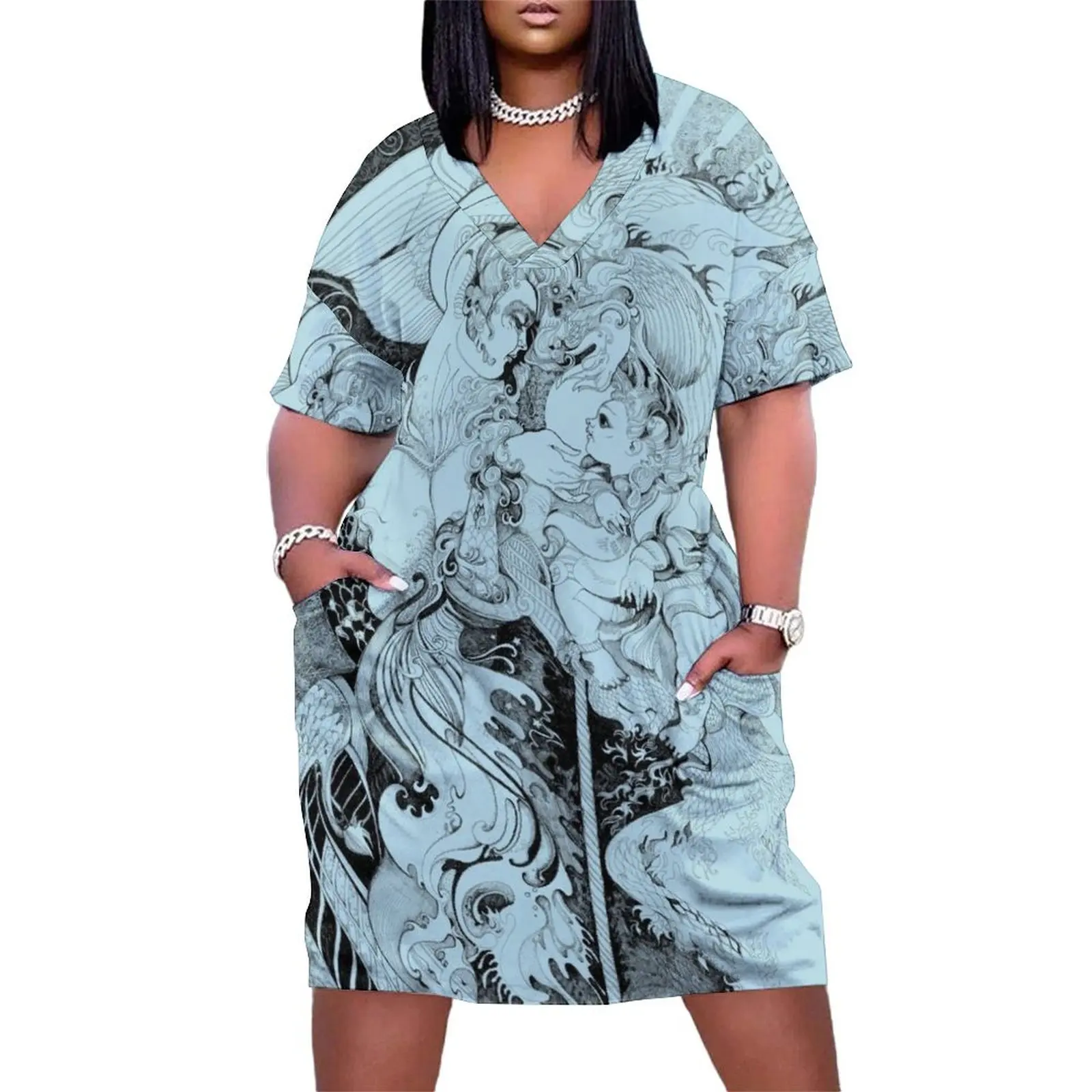 

Mother and Child Loose Pocket Dress Female clothing women's evening dress 2025 Beachwear women party dresses
