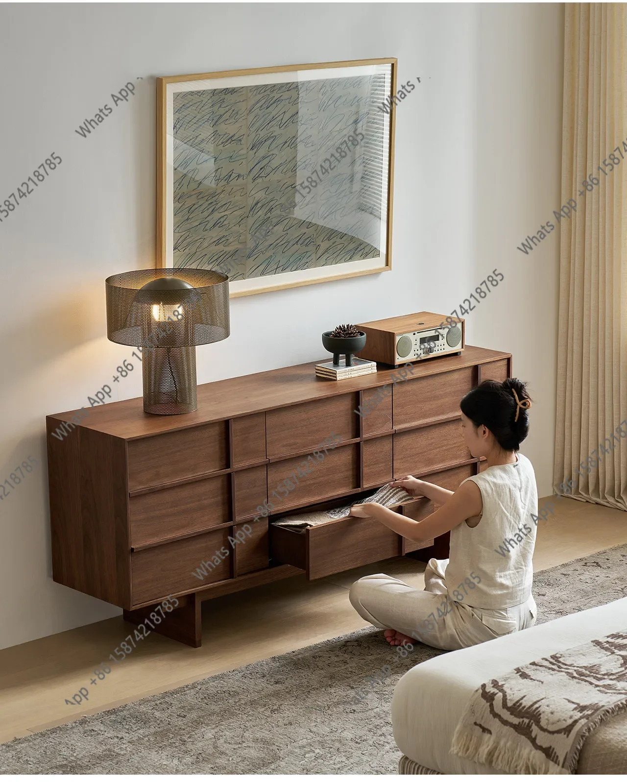 

Дизайнерский пристенный шкаф для хранения вещей в гостиной в ретро-стиле, высококачественный, простой и стильный, для дома X