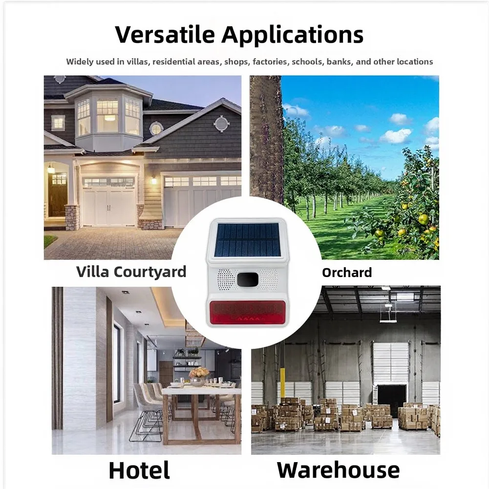 433MHz Wireless Outdoor Solar Siren Home Security Waterproof Wireless And Solar-Powered Outdoor Alarm Olar Powered Sound Alarm