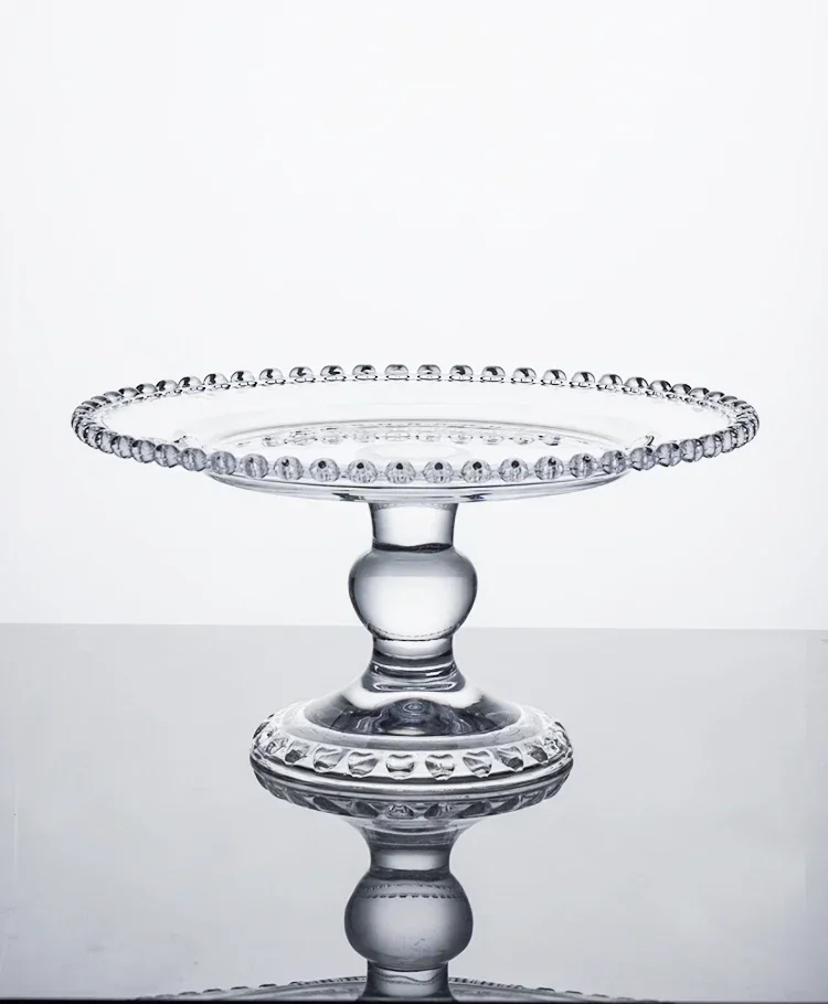 Transparent Glass Tall Cake Tray Display Stand for Dessert Table Mori Set - Clear Elegant Pastry Stand for Home & Kitchen