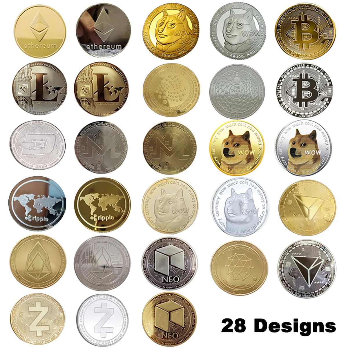 BTC ETH XRP Dogecoin EOS Bitcoin Ethereum Litecoin Dash Ripple Physical Crypto Coin Art Collection Souvenir Gift