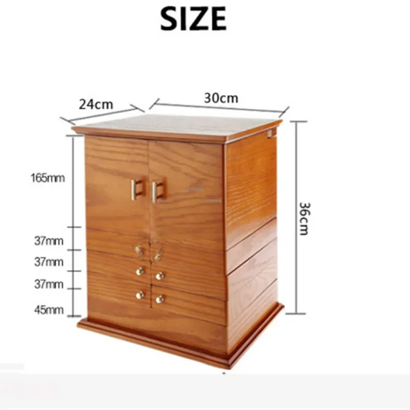 Modern Wooden Jewelry Box Organizer Large Capacity Retro Solid Wood Jewelry Earrings Storage Box Home Princess European Style
