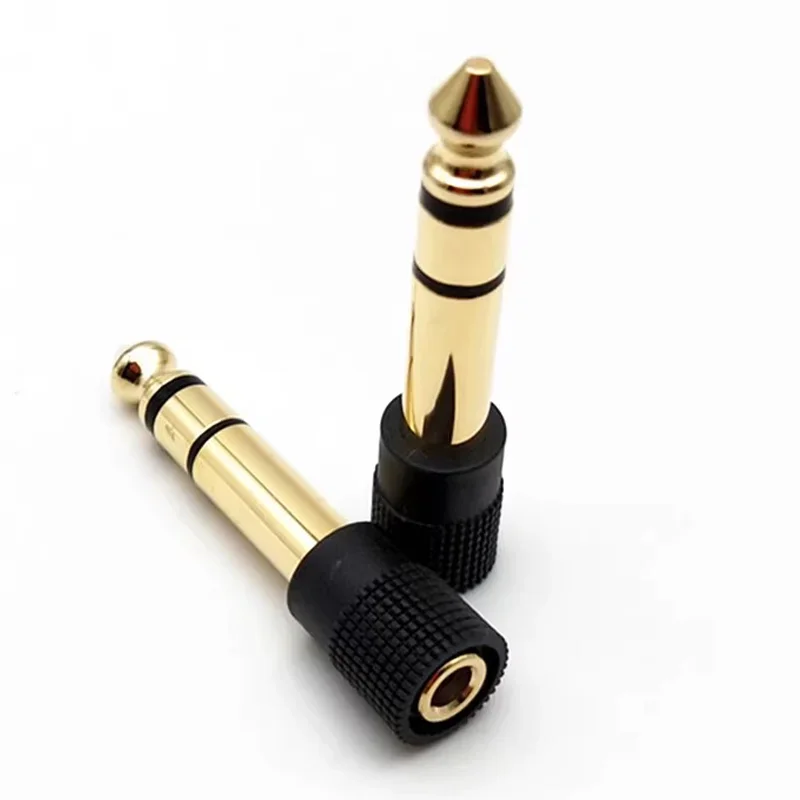 2/4/8/16PCS 6.35mm Male Plug To Jack 3.5mm 3Poles Gold Plated Female Socket Microphone Speaker Plug Audio Speaker Adapter