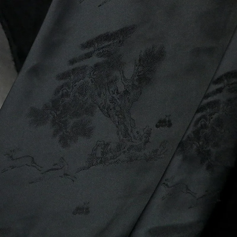 

Green interwoven silk wave satin jacquard fabric new Chinese-style cheongsam and small shirt traditional Chinese style