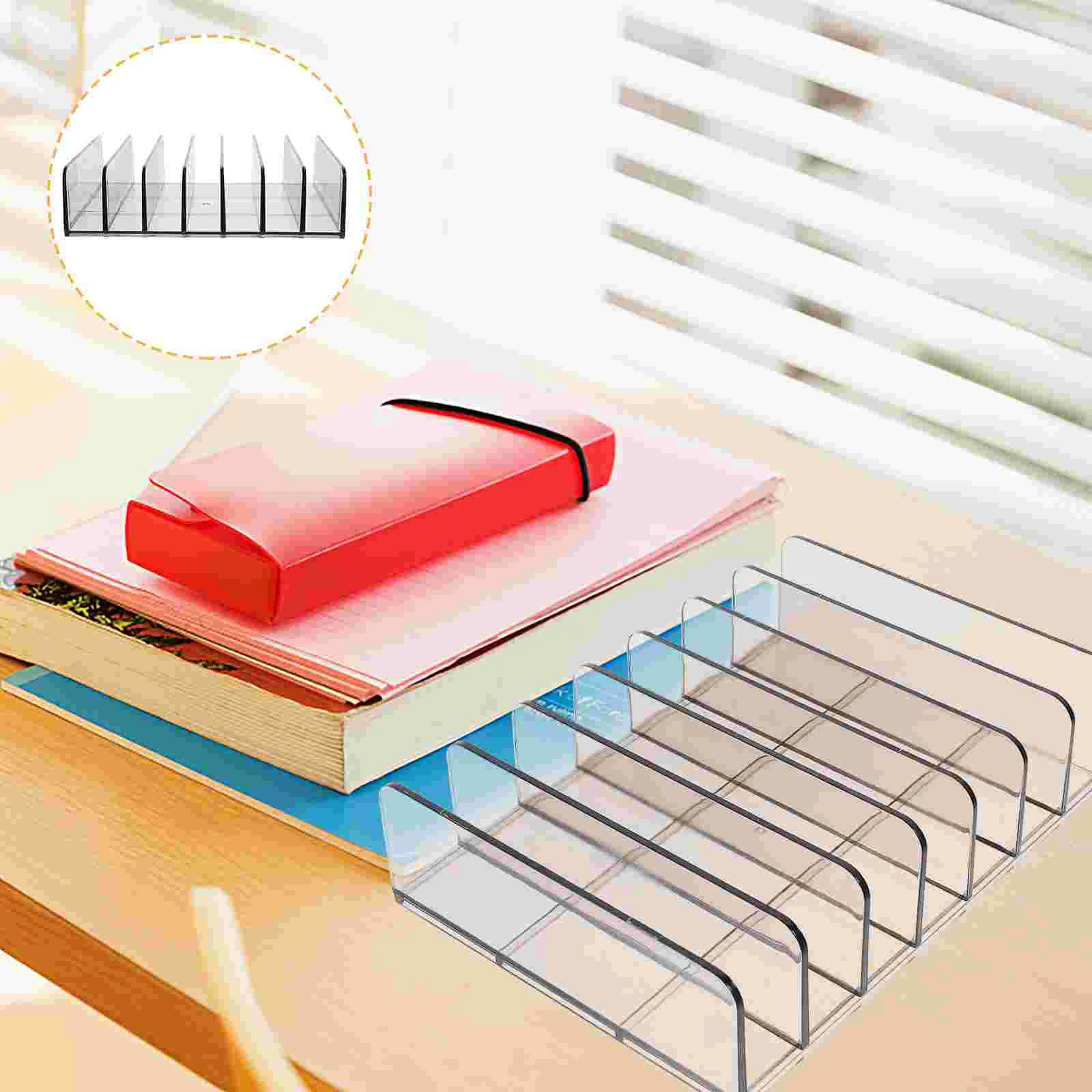 2 Pcs Cell Phone Stand for Desk Cash Tray Calculator Holder Desktop Drawer Multi-grid Case Grey Classroom Storage Office